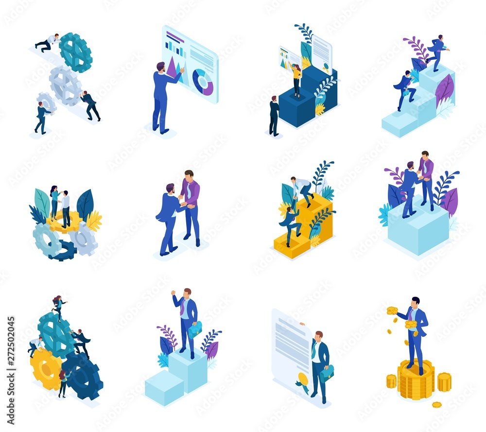 Isometric concept of the mechanism of business operation, Analytics data, to achieve the goal . For website and mobile application design Isometric concept of the mechanism of business operation, Analytics data, to achieve the goal . For website and mobile application design