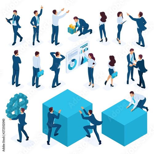 Isometric set of businessmen, businesswoman, employees, managers, Directors. Vector illustration