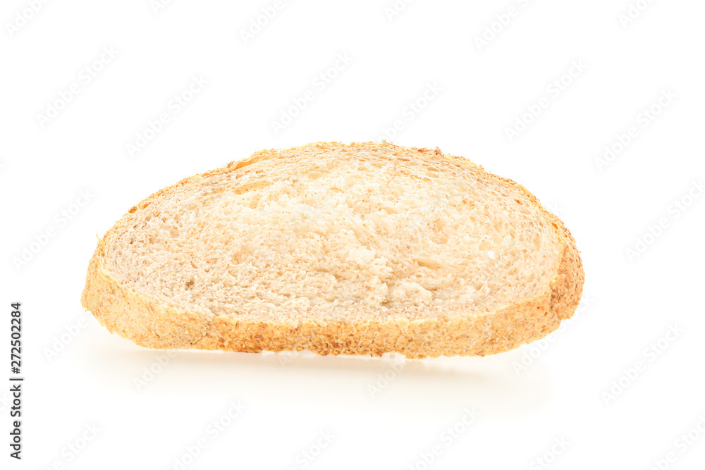 Wheat bread piece isolated on white background. Bakery products