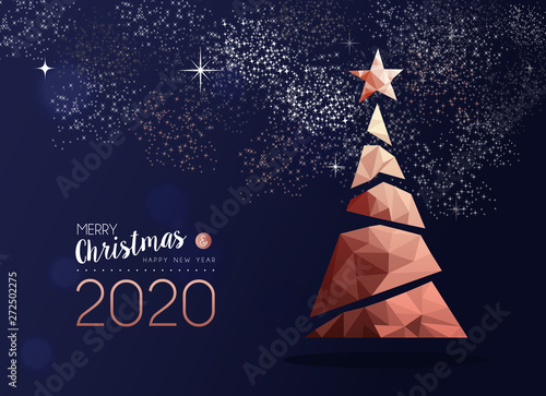 Christmas and New Year 2020 copper pine tree card