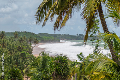 View of the Axim coast in Ghana which is an untouched nature and can walk on the beach for long periods without meeting anyone.