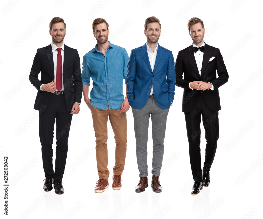 Obraz premium Elegant man posing with four different clothing styles