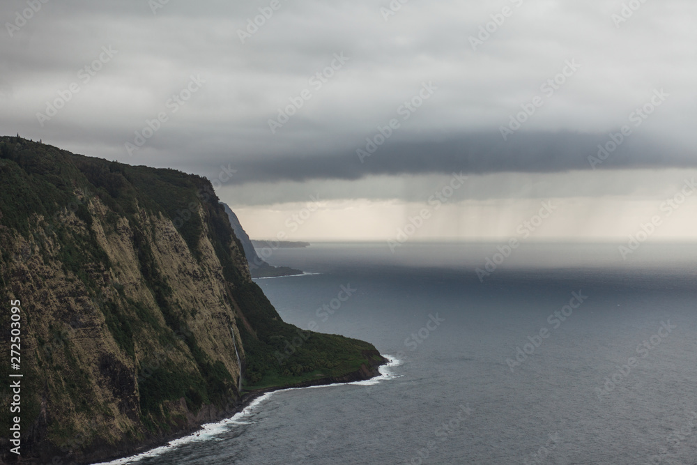 Scenic seascape view from the Waipi'o Valley Lookout on the Big Island, Hawaii Scenic seascape view from the Waipi'o Valley Lookout on the Big Island, Hawaii