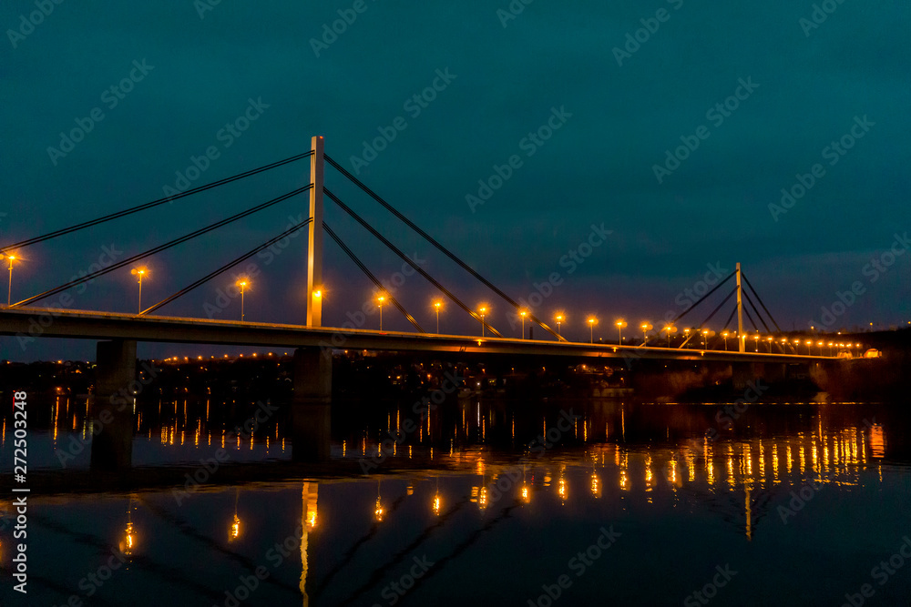 Freedom bridge (Most Slobode) upon the Danube river in Novi Sad, Serbia