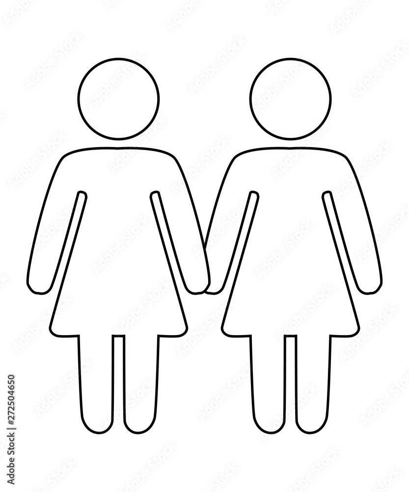 A schematic depiction of a family couple of lesbian women with children A schematic depiction of a family couple of lesbian women with children
