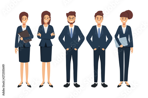 Group of business people character seminar scene in office.