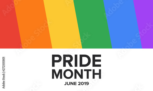 LGBT Pride Month in June. Lesbian Gay Bisexual Transgender. Celebrated annual. LGBT flag. Rainbow love concept. Human rights and tolerance. Poster, card, banner and background. Vector ilustration