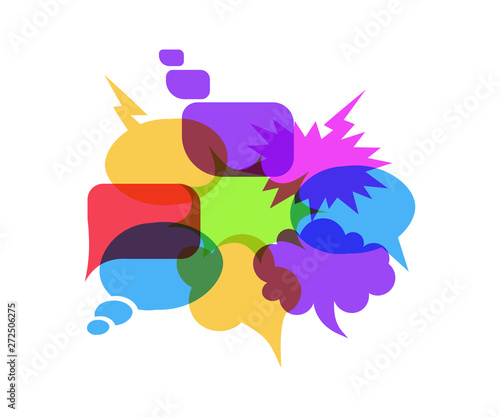 Colorful speech bubbles pile vector illustration