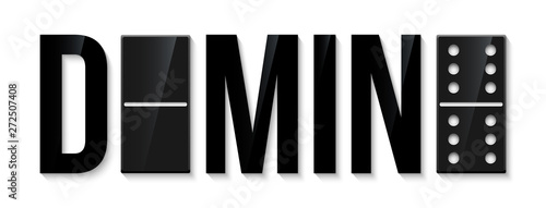 Domino word made of game pieces vector realistic illustration