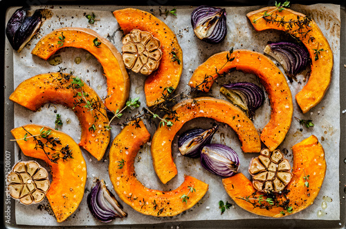 Roasted Squash Slices with Red Onions