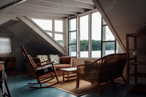 Rustic Interior of Boathouse loft photo