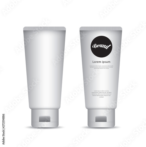 White tube mock-up for cream, lotion, gel, tooth paste, sauce, glue, paint. Packaging design. cosmetics product. vector illustration.