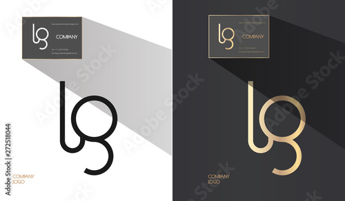 Creative monogram - hand drawn calligraphy sign. Business card design included. Lowercase l and g letter combination. Vector illustration. photo