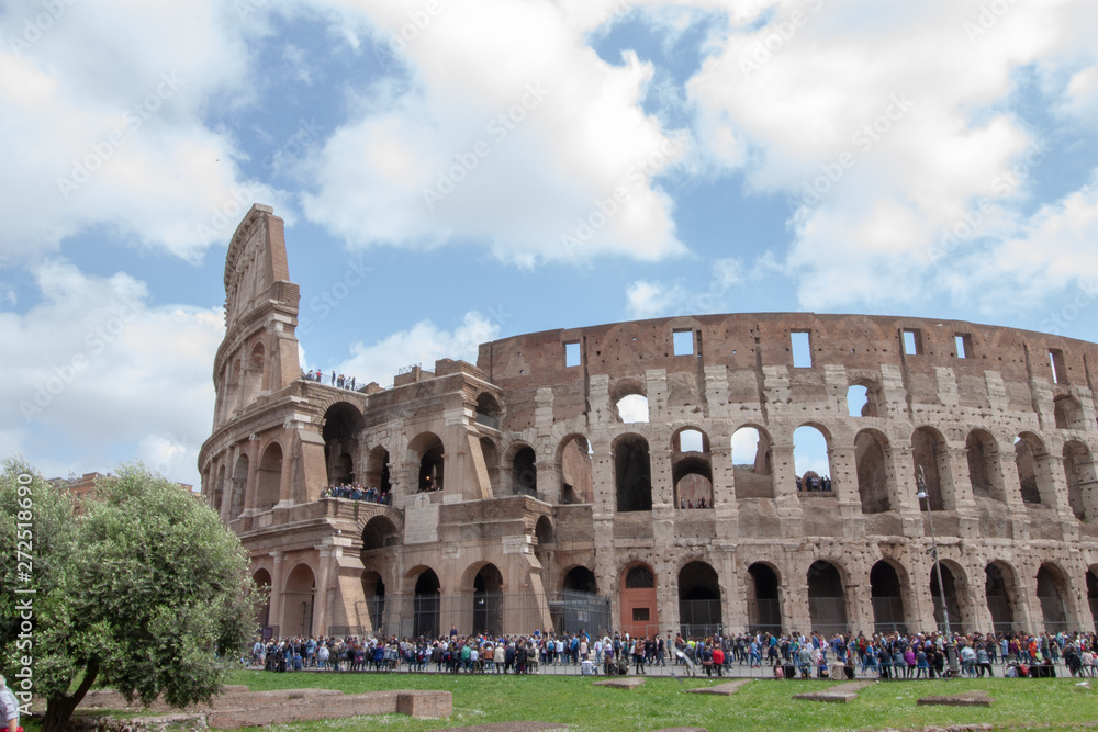 Exterior of Restoration of Colosseum In Rome