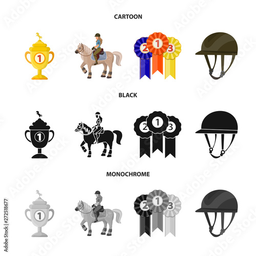 Isolated object of equipment and riding symbol. Set of equipment and competition stock symbol for web.