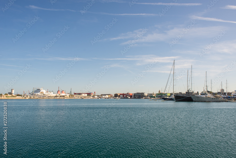 Valencia city harbour on a sunny day