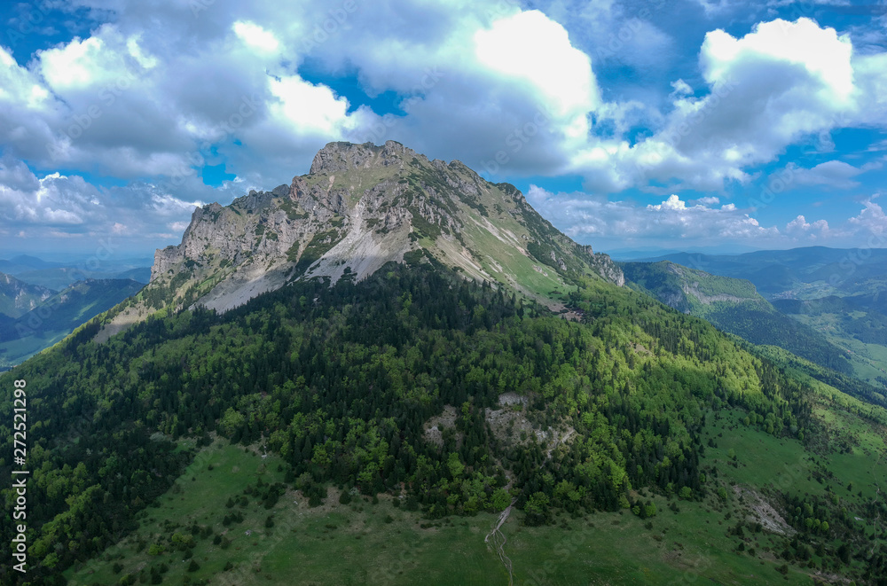Big Rozsutec peak, Little Fatra, Slovak republic panorama aerial view. Hiking theme. Seasonal natural scene.