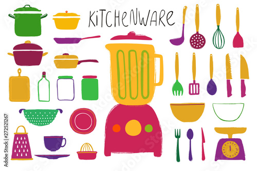 Collection Of Colorful Kitchenware