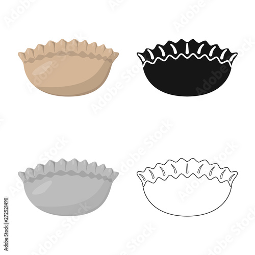 Vector design of jiaozi and ravioli sign. Set of jiaozi and dough vector icon for stock.