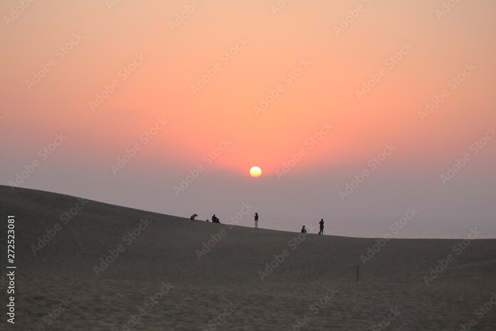 Obraz premium 砂漠からの夕日