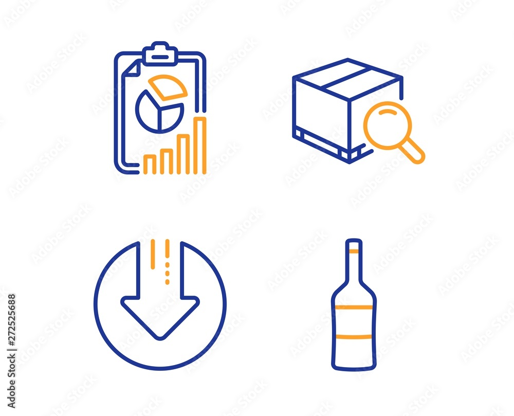 Download arrow, Search package and Report icons simple set. Wine sign. Crisis, Tracking service, Presentation chart. Merlot bottle. Business set. Linear download arrow icon. Colorful design set Download arrow, Search package and Report icons simple set. Wine sign. Crisis, Tracking service, Presentation chart. Merlot bottle. Business set. Linear download arrow icon. Colorful design set