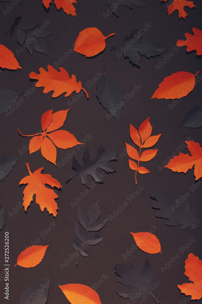 Fallen, Paper leaves on brown paper Fallen, Paper leaves on brown paper