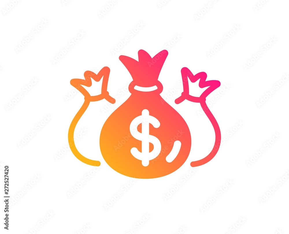 Check investment icon. Business audit sign. Cash bags symbol. Classic flat style. Gradient check investment icon. Vector Check investment icon. Business audit sign. Cash bags symbol. Classic flat style. Gradient check investment icon. Vector