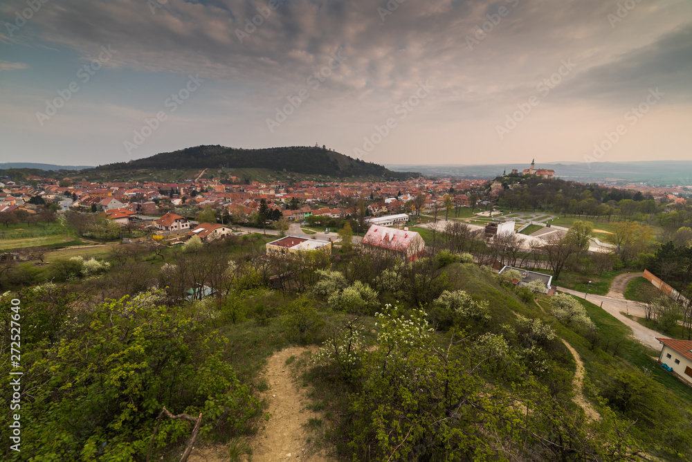 Fototapeta premium Town of Mikulov, Czech Republic as Seen from Rocks of Back Quarry (Zadní lom) near Old Bunker