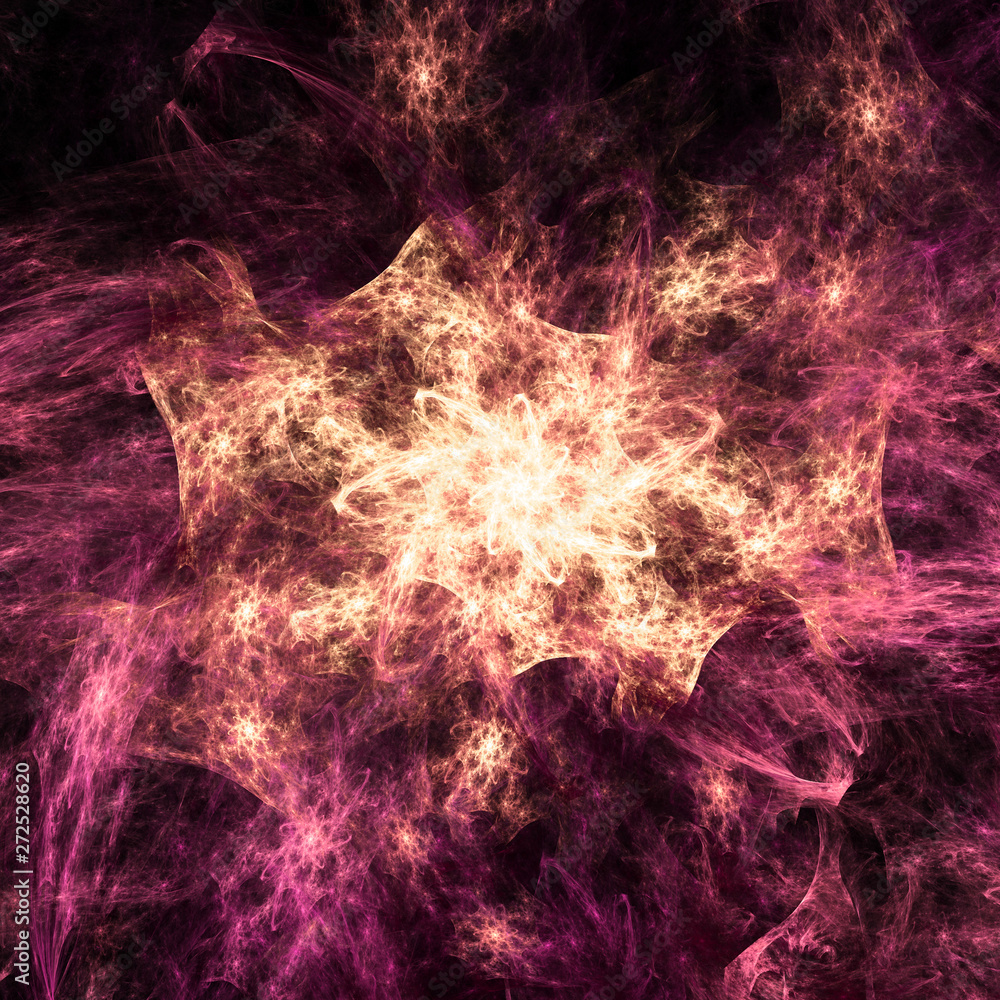 Fototapeta premium Shiny abstract fractal spiral, digital artwork for creative graphic design