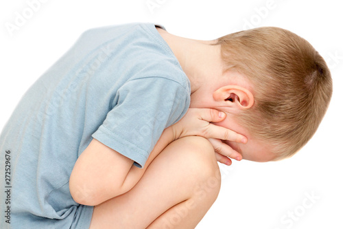 hurt a small child is crying isolated on white background