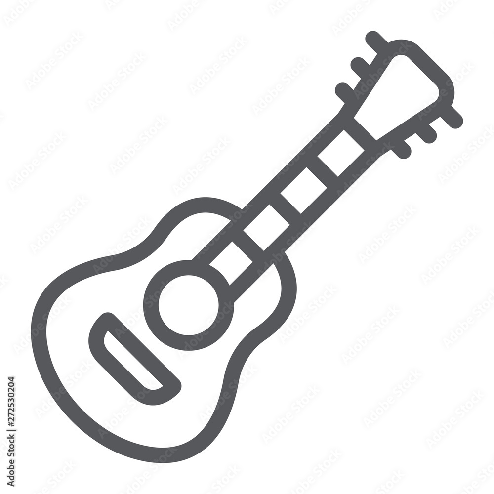 Guitar line icon, music and sound, acoustic musical instrument sign, vector graphics, a linear pattern on a white background. Guitar line icon, music and sound, acoustic musical instrument sign, vector graphics, a linear pattern on a white background.