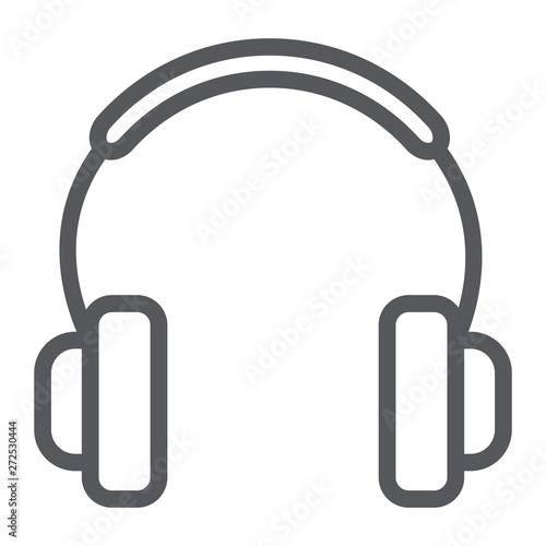 Headphones line icon, music and sound, audio accessory sign, vector graphics, a linear pattern on a white background.