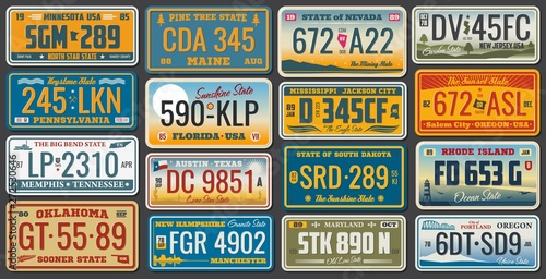 USA states ans cities vehicle registration plates
