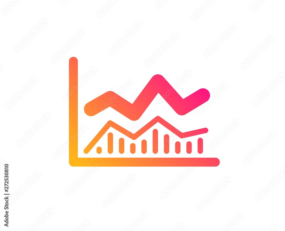 Line chart icon. Financial growth graph sign. Stock exchange symbol. Classic flat style. Gradient trade infochart icon. Vector Line chart icon. Financial growth graph sign. Stock exchange symbol. Classic flat style. Gradient trade infochart icon. Vector