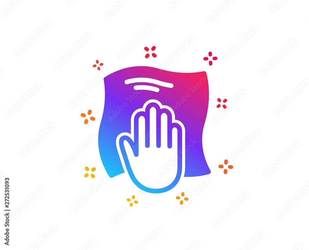 Cleaning cloth icon. Wipe with a rag symbol. Housekeeping equipment sign. Dynamic shapes. Gradient design washing cloth icon. Classic style. Vector Cleaning cloth icon. Wipe with a rag symbol. Housekeeping equipment sign. Dynamic shapes. Gradient design washing cloth icon. Classic style. Vector
