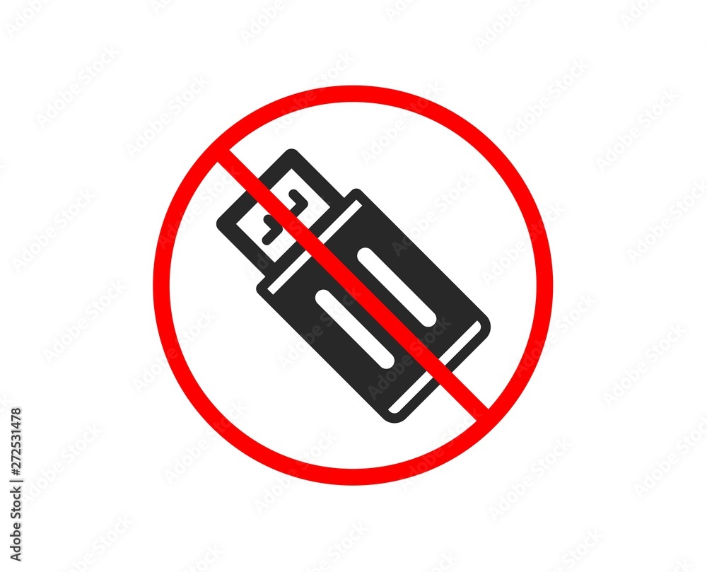 No or Stop. USB flash drive icon. Memory stick sign. Portable data storage symbol. Prohibited ban stop symbol. No uSB flash icon. Vector No or Stop. USB flash drive icon. Memory stick sign. Portable data storage symbol. Prohibited ban stop symbol. No uSB flash icon. Vector