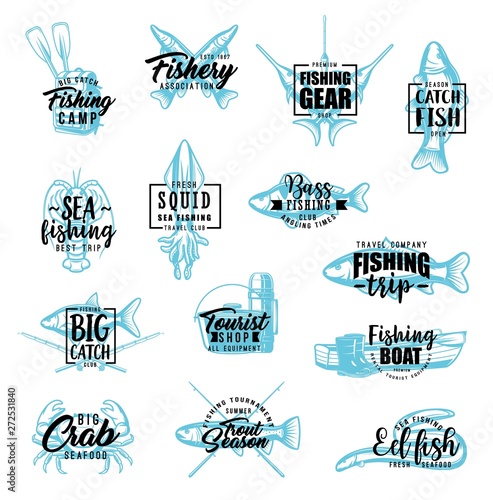 Fishing season, fisher sport camp lettering