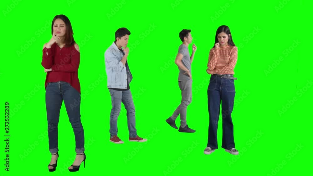 Group of young people walking back and forth while thinking idea or