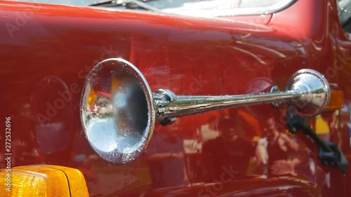 A new red fire truck modern elements.fire suppression