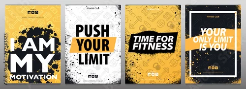 Naklejka na ścianę Cytat motywacyjny do siłowni. Koncepcja plakatu grunge.