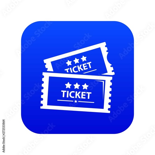 Cinema ticket icon blue vector isolated on white background