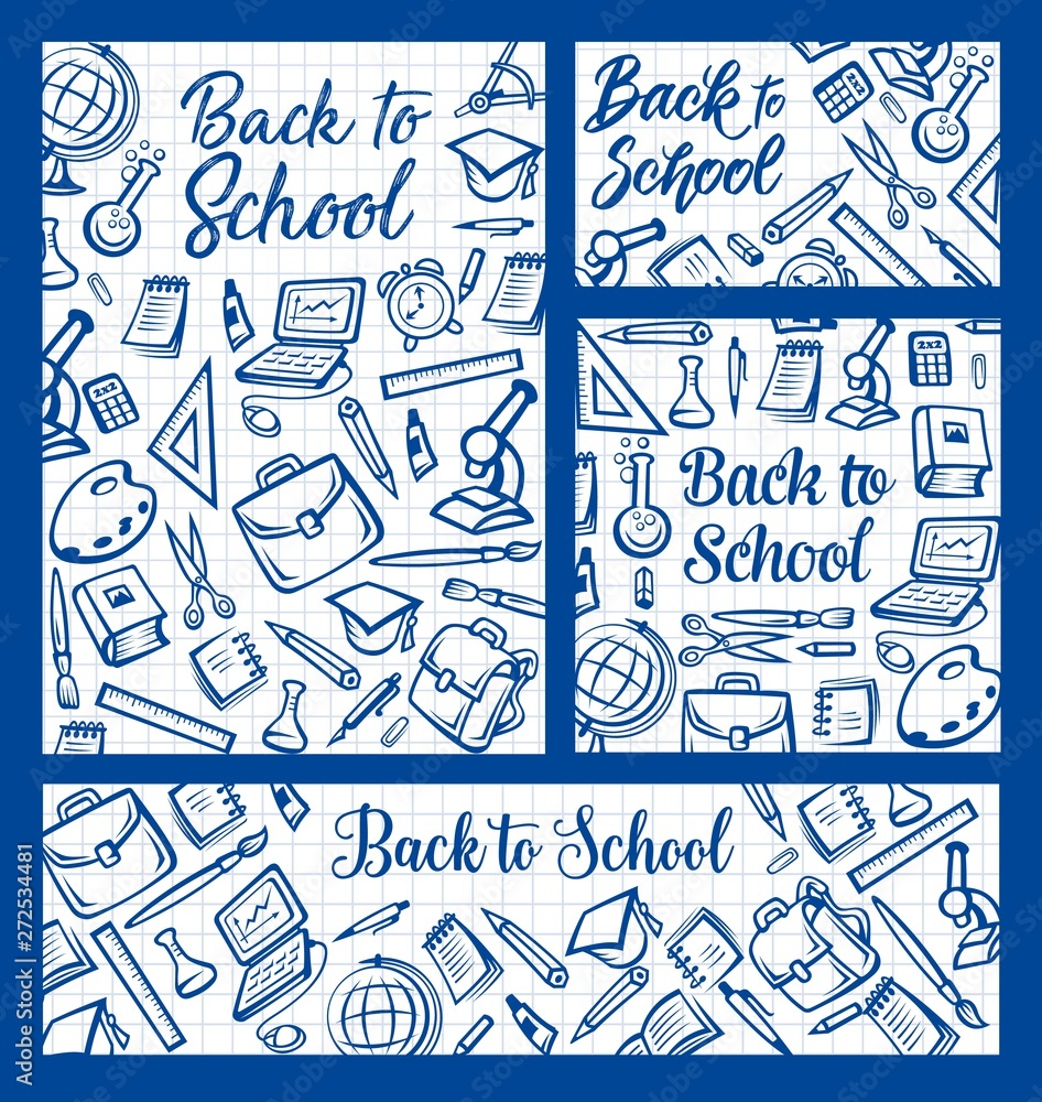 Back to School, education supplies on notepad