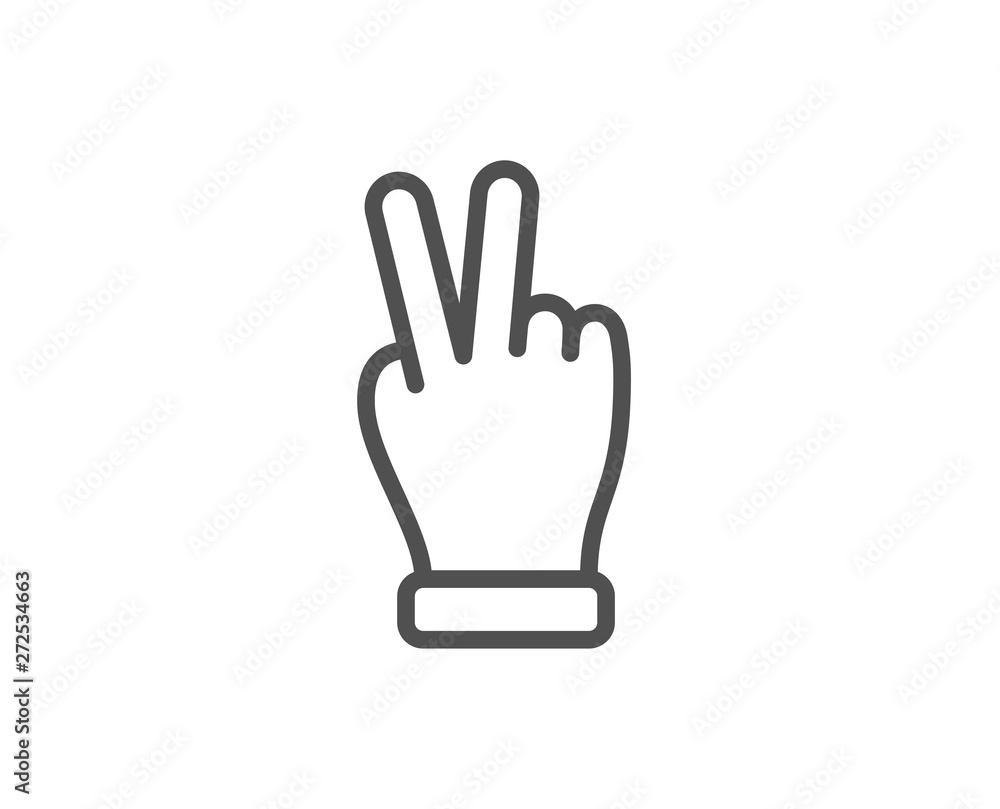 Victory hand line icon. Two fingers palm sign. Gesture symbol. Quality design element. Linear style victory hand icon. Editable stroke. Vector Victory hand line icon. Two fingers palm sign. Gesture symbol. Quality design element. Linear style victory hand icon. Editable stroke. Vector