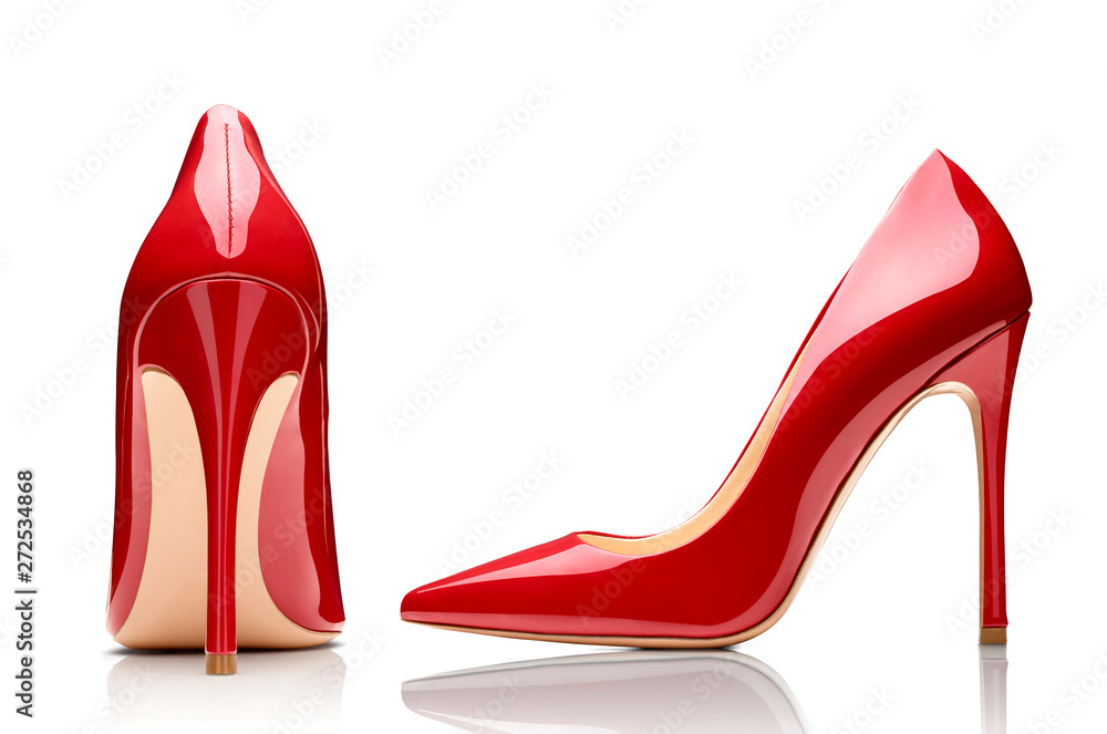 red high heel footwear fashion female style - obrazy, fototapety, plakaty 