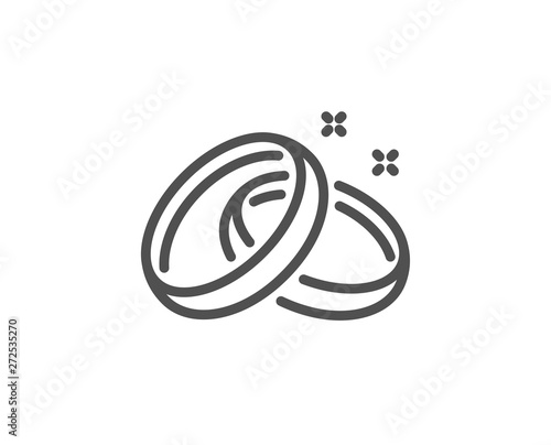 Wedding rings line icon. Romantic love sign. Valentine day symbol. Quality design element. Linear style wedding rings icon. Editable stroke. Vector
