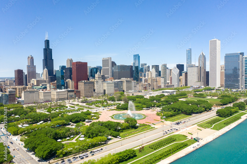 Obraz premium Chicago buildings skyline downtown aerial