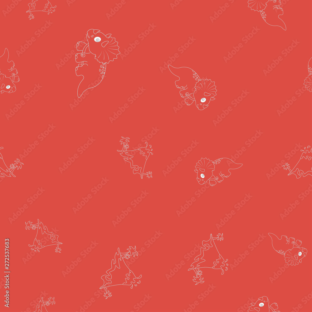 Dinosaur triceratops and vulcano seamless pattern Dinosaur triceratops and vulcano seamless pattern