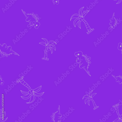 Stegosaurus and palm seamless pattern