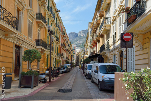 Beautiful old architecture style of residential buildings in the old city center in Monte Carlo in Monaco