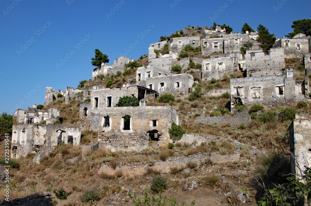 Ruined hill village in Turkey which has been unoccupied for decades.